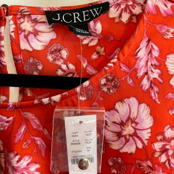 NWT Womens Medium J. Crew Floral Blouse Long Sleeve Flounce Wrist Button Back - Picture 2 of 3